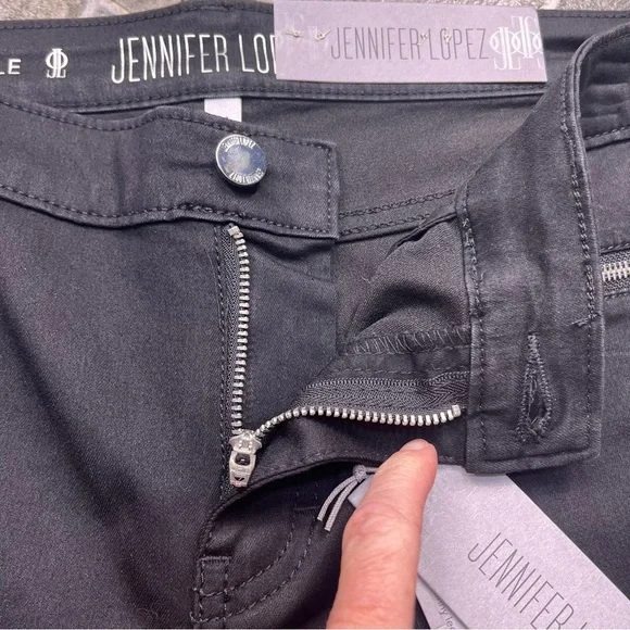 Jennifer Lopez Ankle Zip Skinny Mid Rise Black Tie Pants - Picture 13 of 15